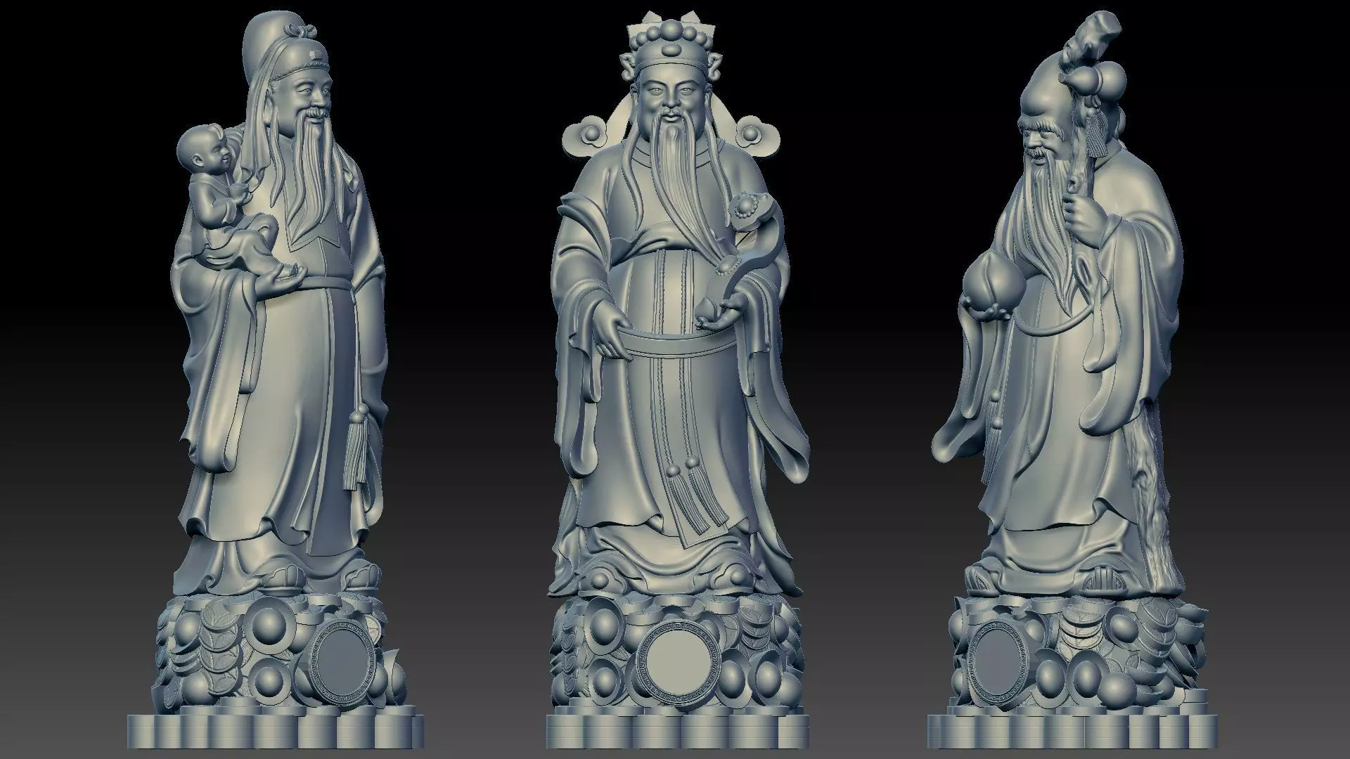 Fu Lu Shou 3 3D print model_4