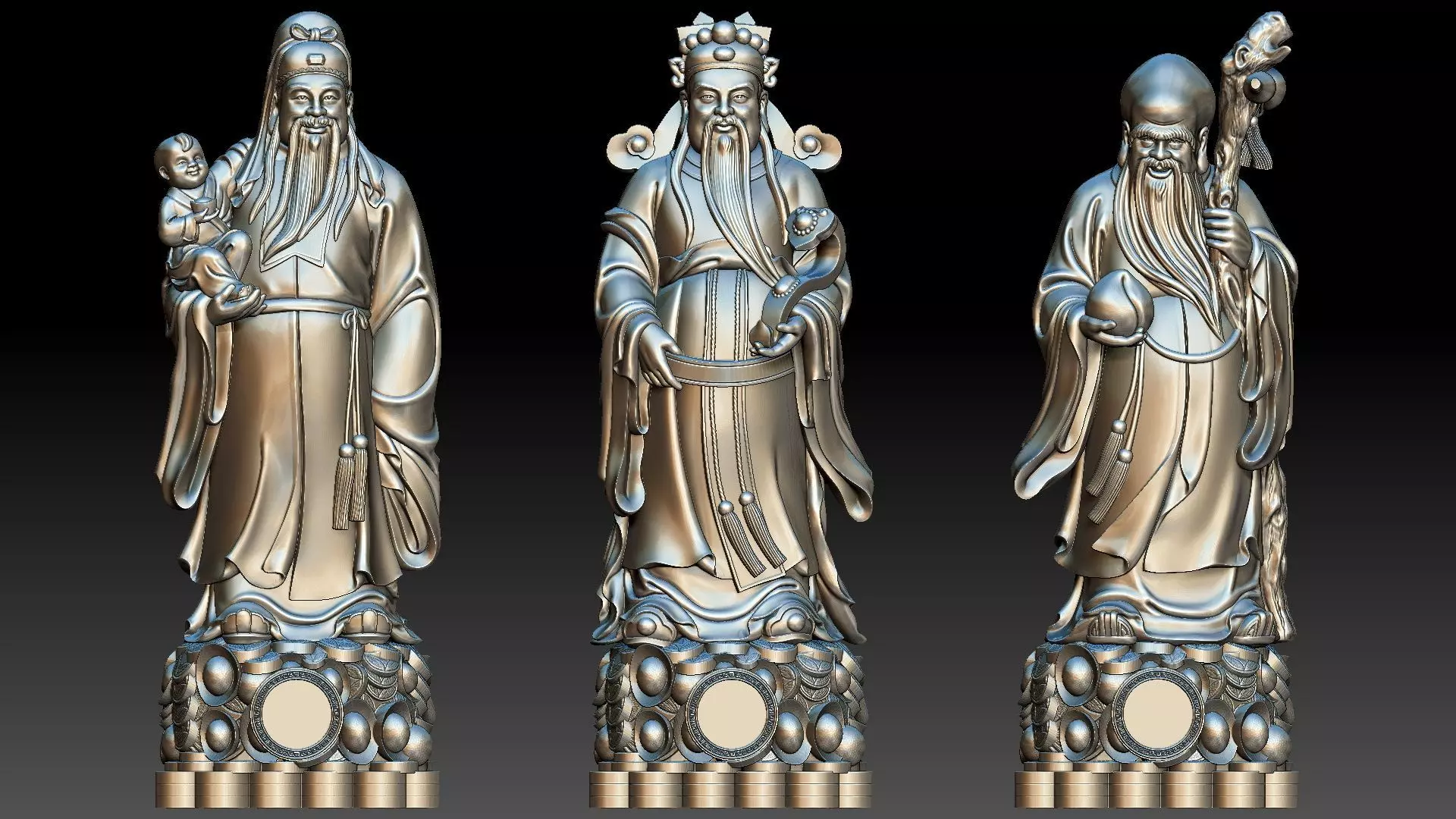 Fu Lu Shou 3 3D print model_0