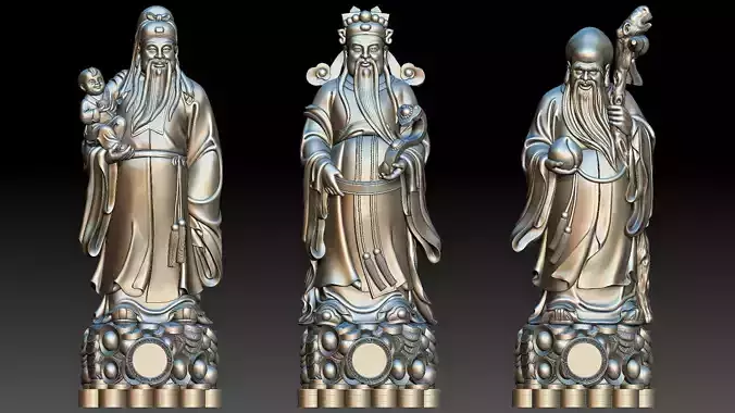 Fu Lu Shou 3 3D print model