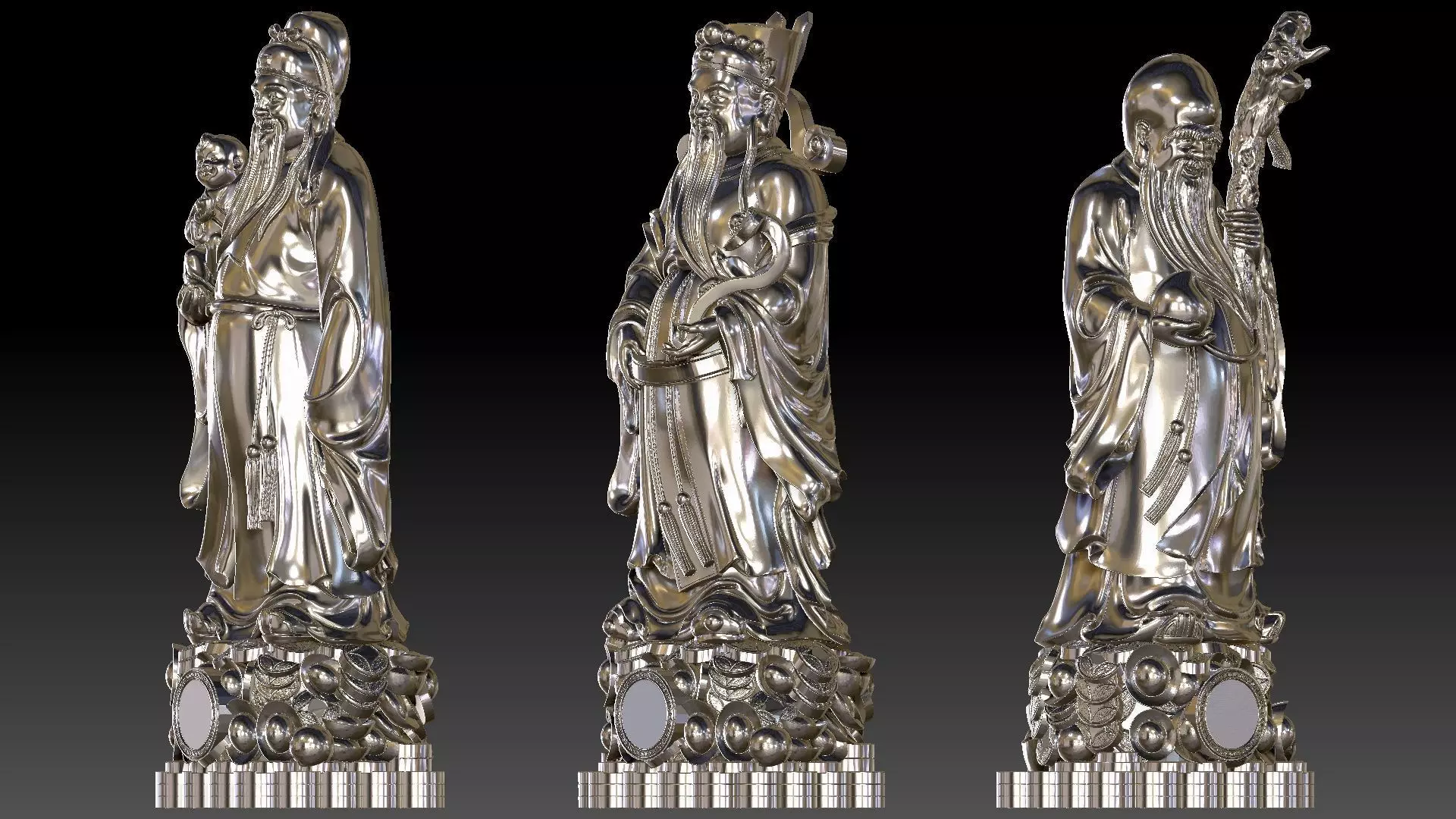 Fu Lu Shou 3 3D print model_12