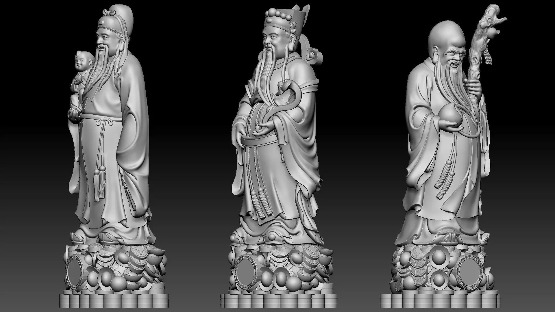 Fu Lu Shou 3 3D print model_11