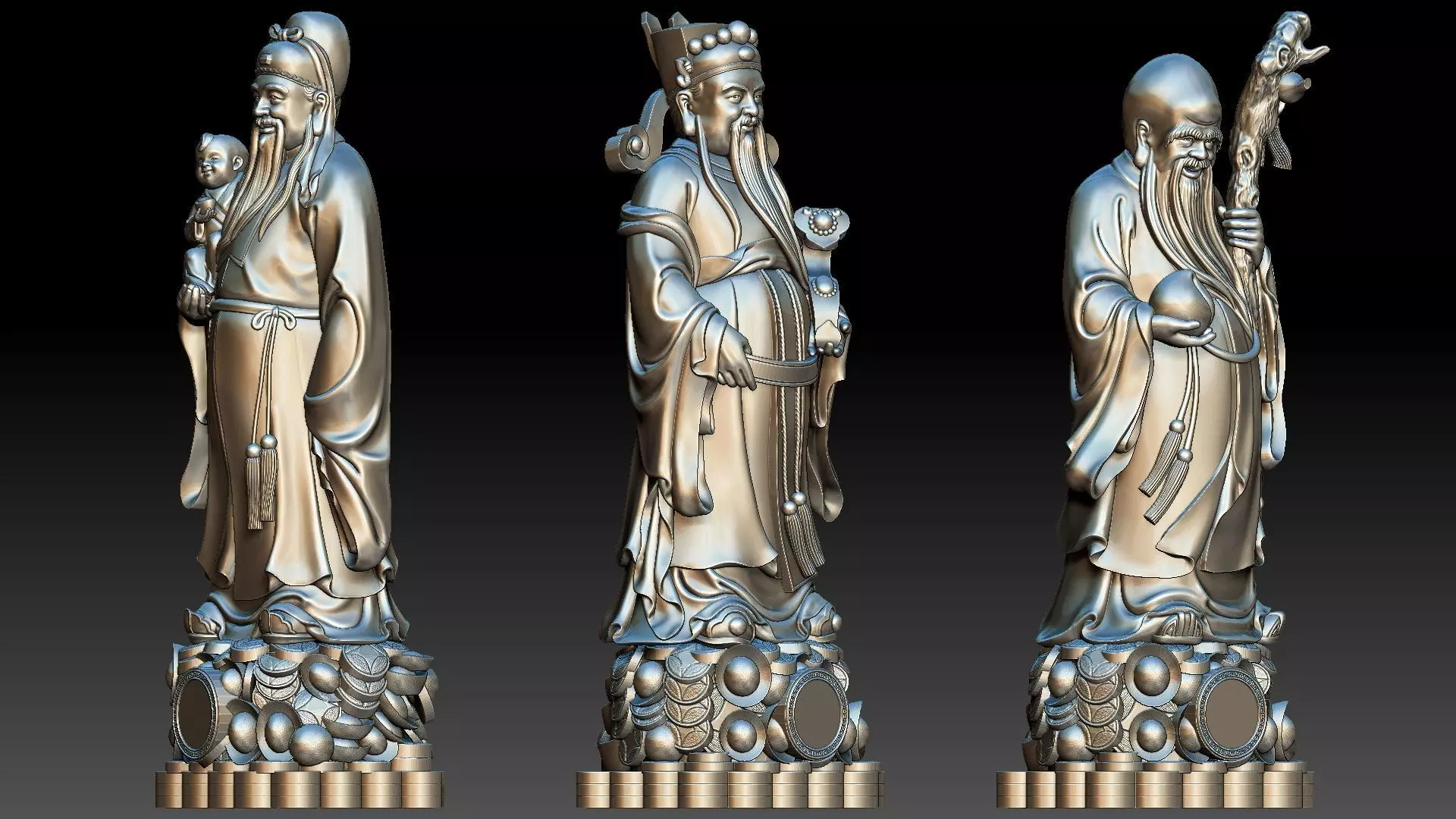 Fu Lu Shou 3 3D print model_8