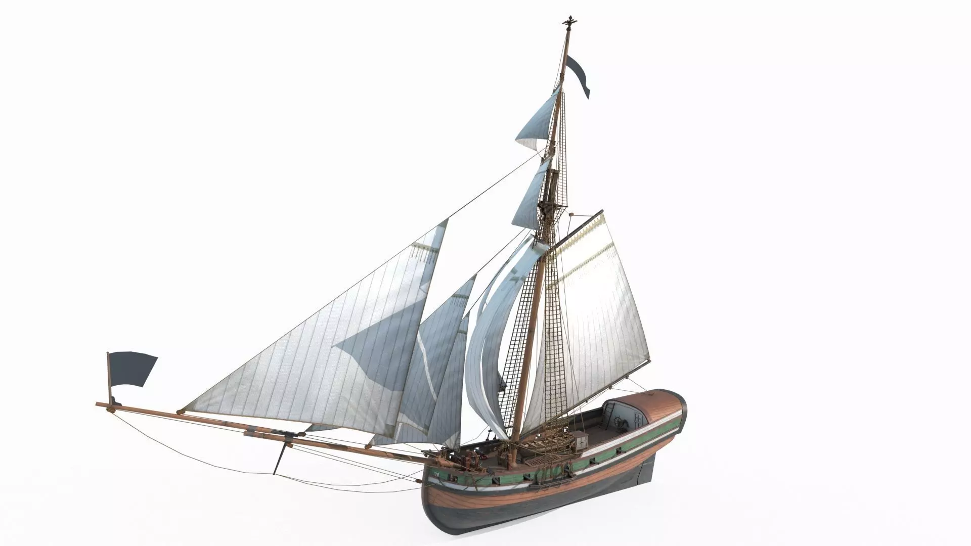 Ancient sailing ships and warships as maritime vehicles 3D model_0