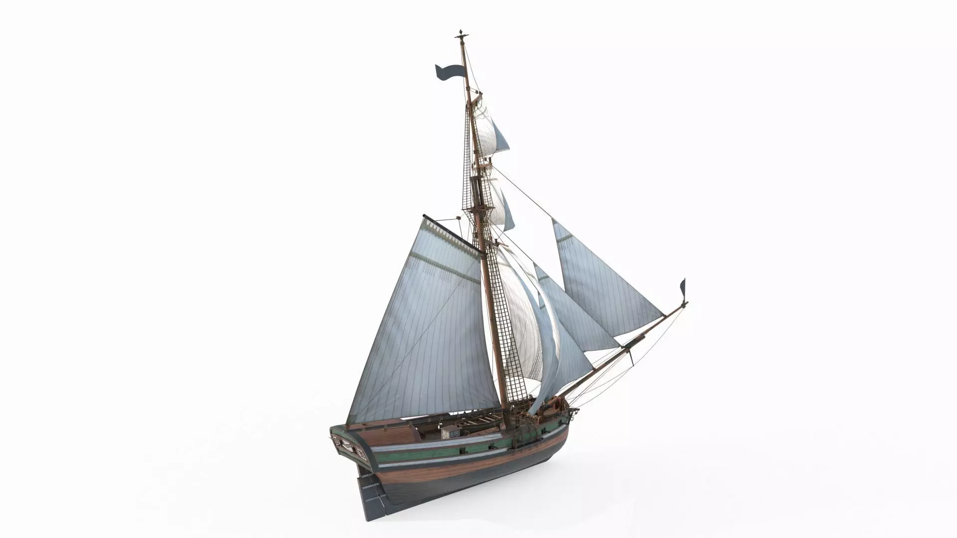 Ancient sailing ships and warships as maritime vehicles 3D model_5