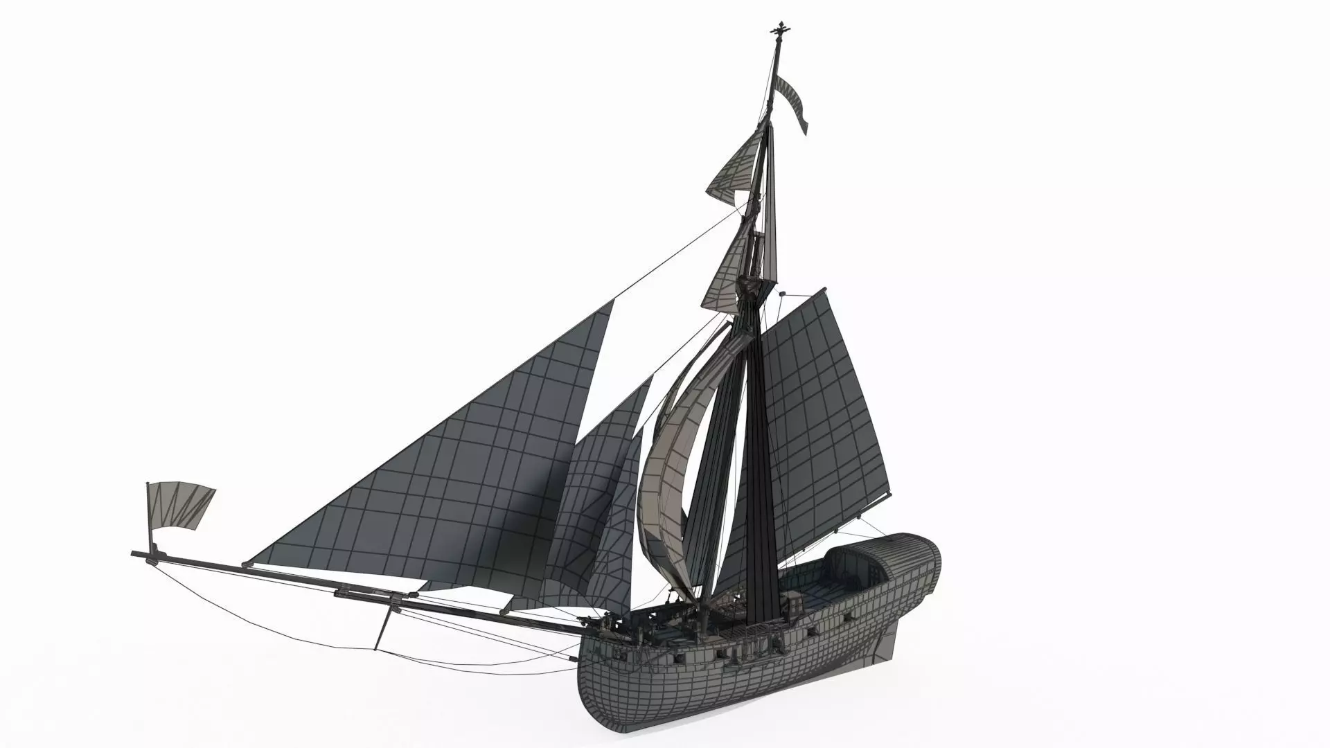 Ancient sailing ships and warships as maritime vehicles 3D model_7
