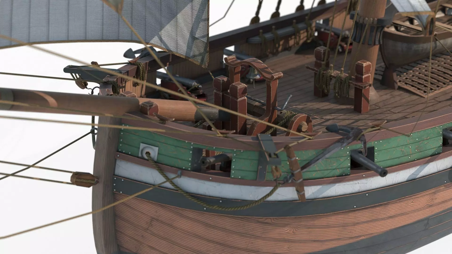 Ancient sailing ships and warships as maritime vehicles 3D model_10