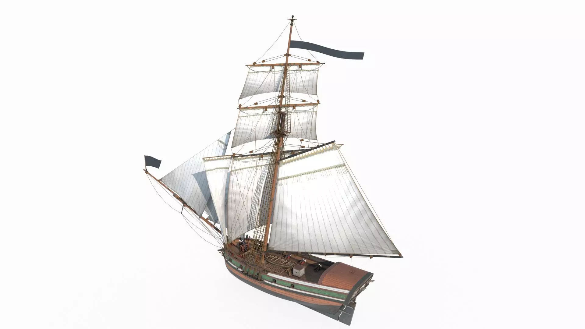 Ancient sailing ships and warships as maritime vehicles 3D model_4