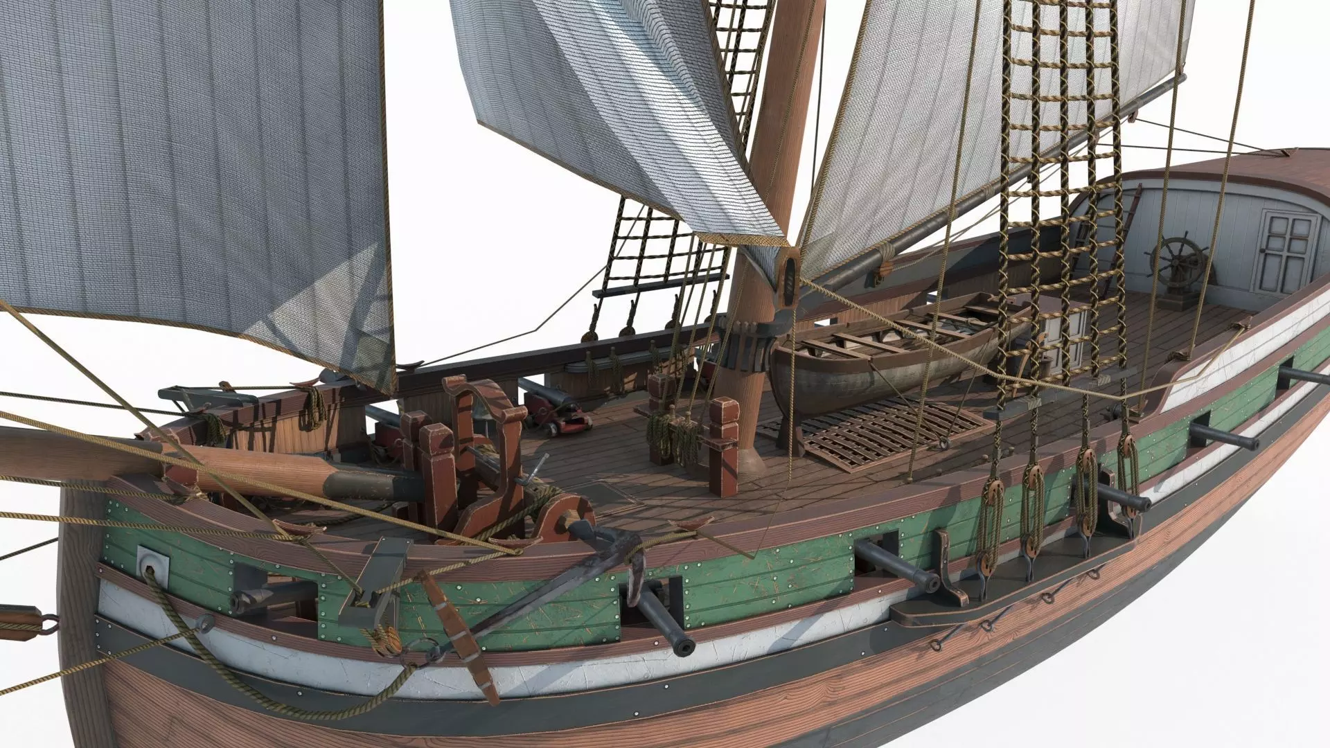 Ancient sailing ships and warships as maritime vehicles 3D model_1