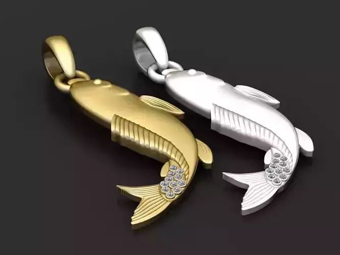  Fish Gold Pendant 3D Printable Model  3D print model