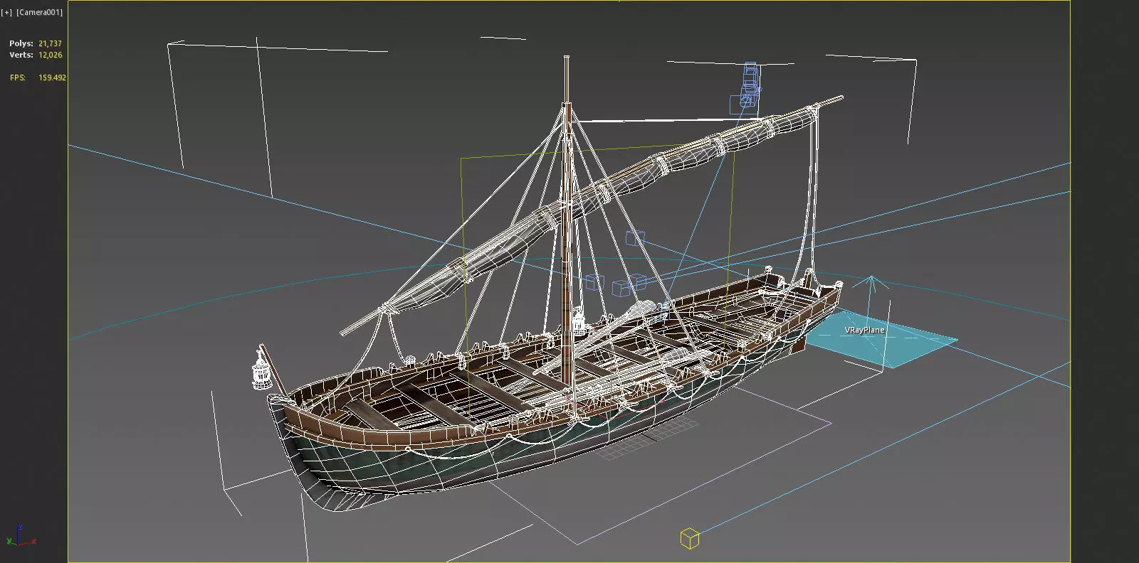 Ancient connecting sailboats for maritime vehicles 3D model_7