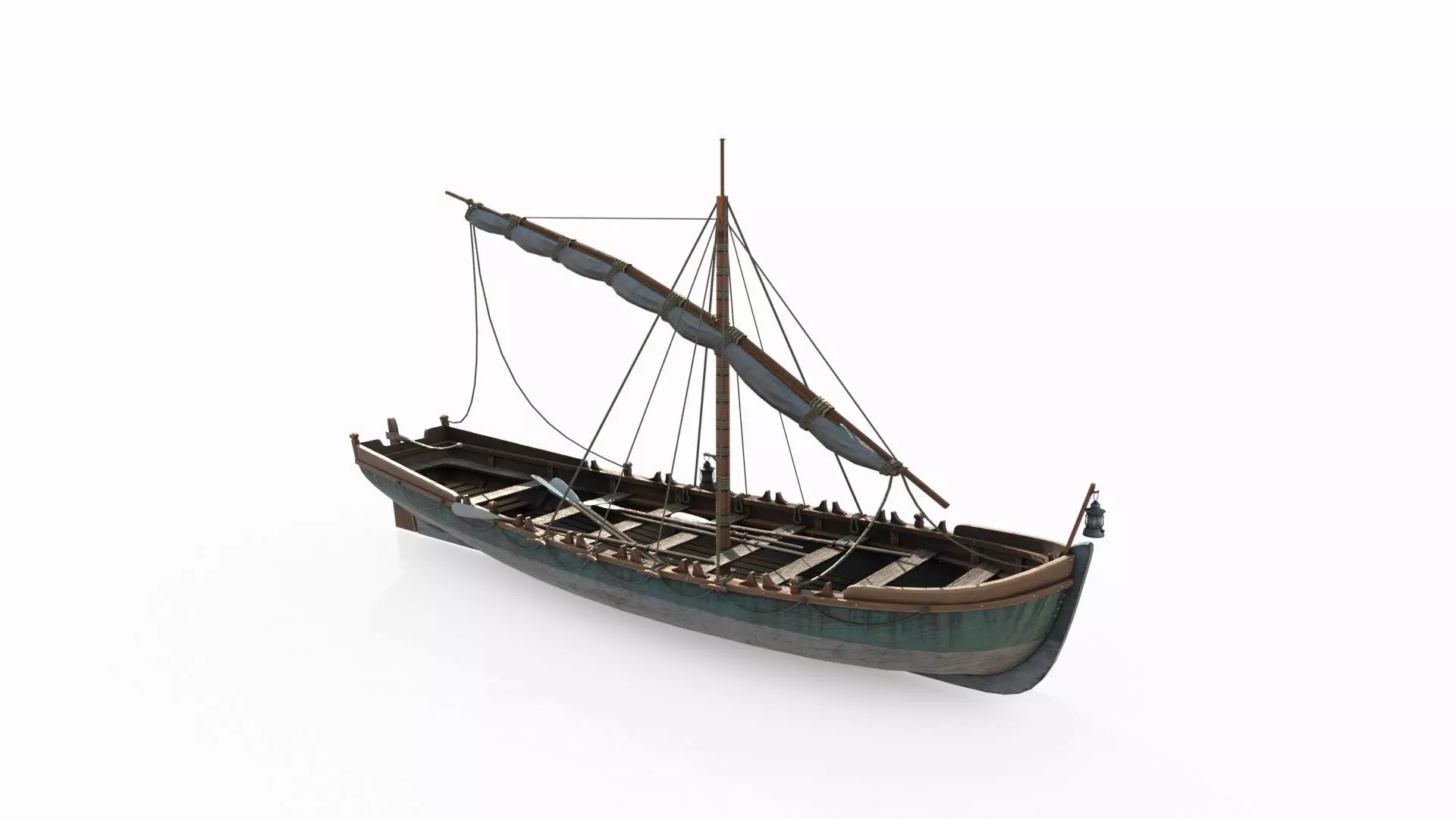Ancient connecting sailboats for maritime vehicles 3D model_3