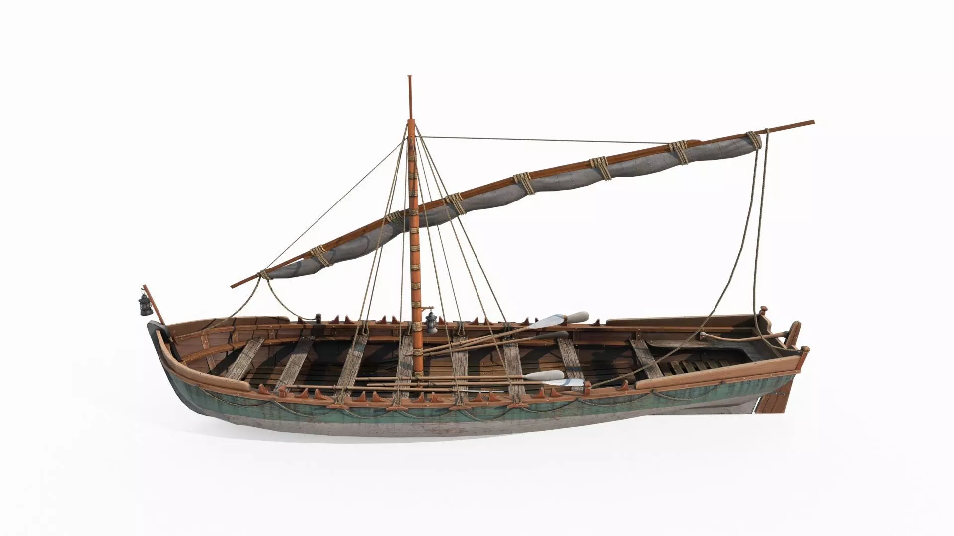 Ancient connecting sailboats for maritime vehicles 3D model_8