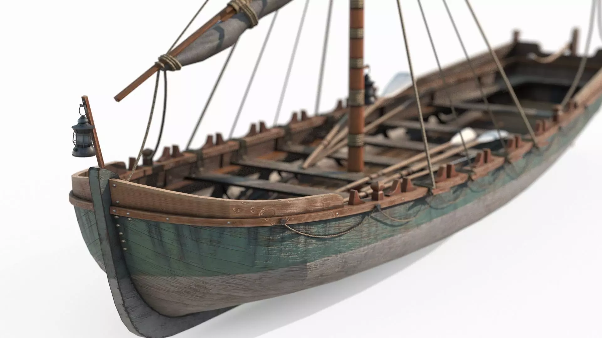 Ancient connecting sailboats for maritime vehicles 3D model_1