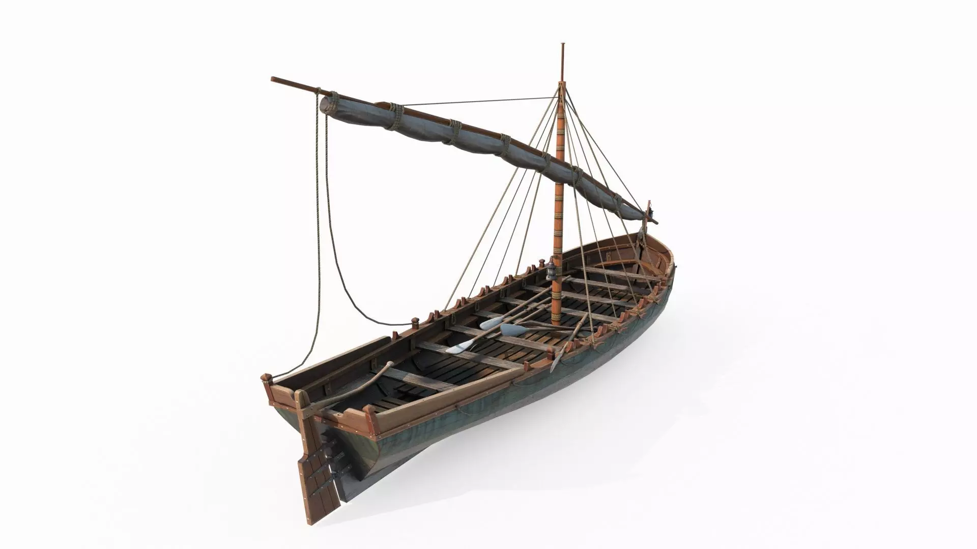Ancient connecting sailboats for maritime vehicles 3D model_4