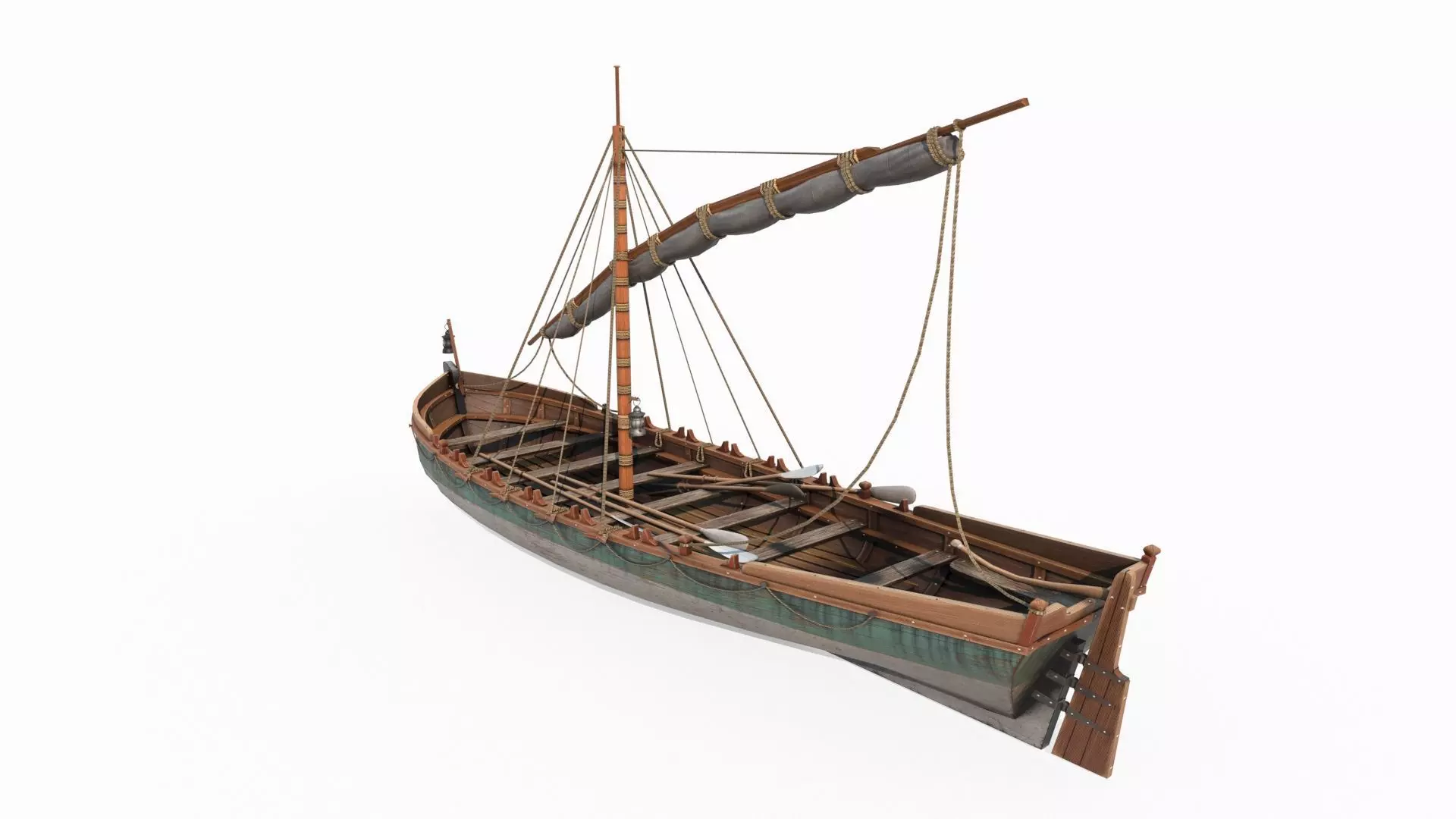 Ancient connecting sailboats for maritime vehicles 3D model_2