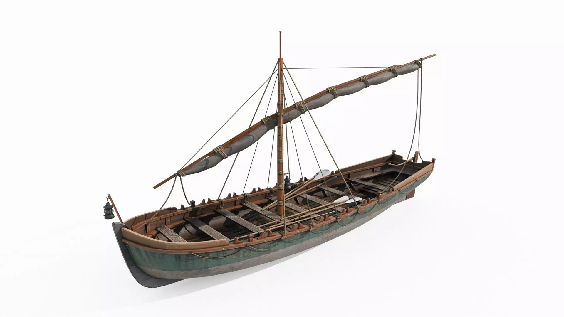 Ancient connecting sailboats for maritime vehicles 3D model_0