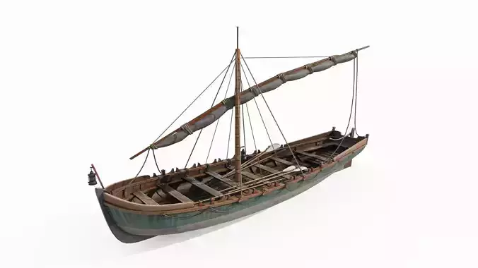 Ancient connecting sailboats for maritime vehicles 3D model