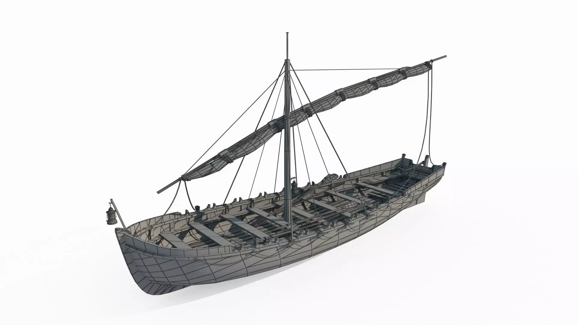 Ancient connecting sailboats for maritime vehicles 3D model_6