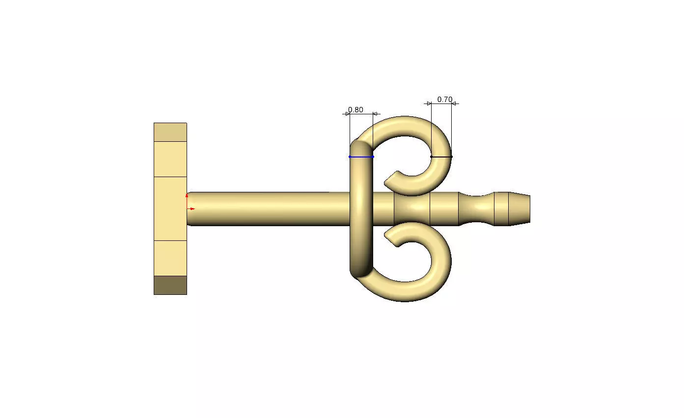 C letter varsity font stud earring 3D print model_9