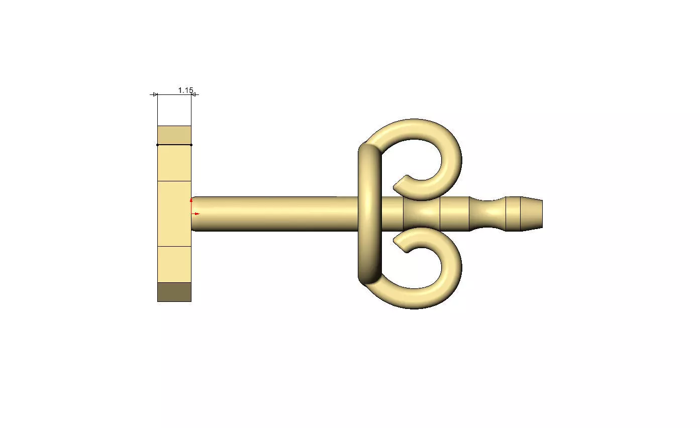 C letter varsity font stud earring 3D print model_6