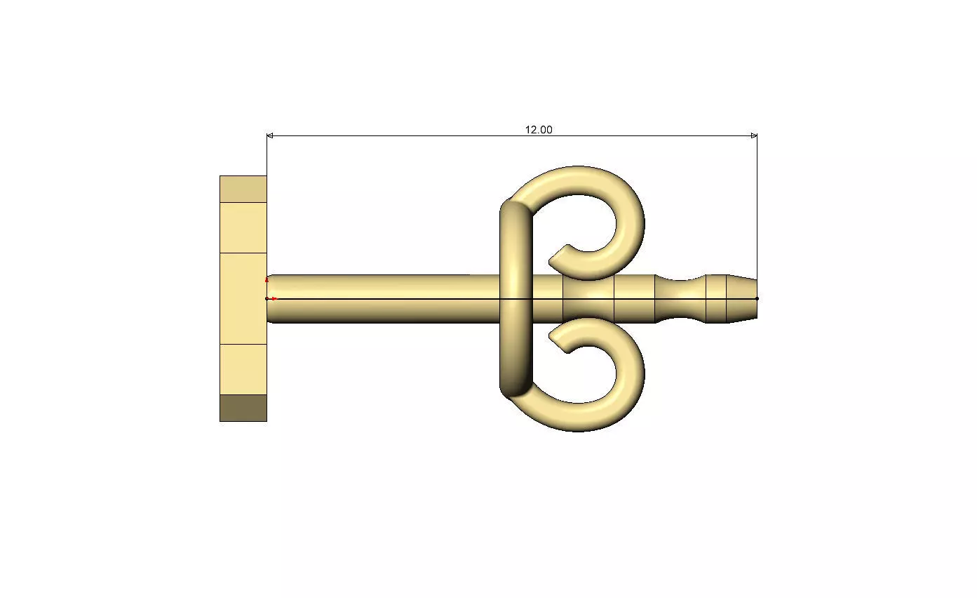 C letter varsity font stud earring 3D print model_7