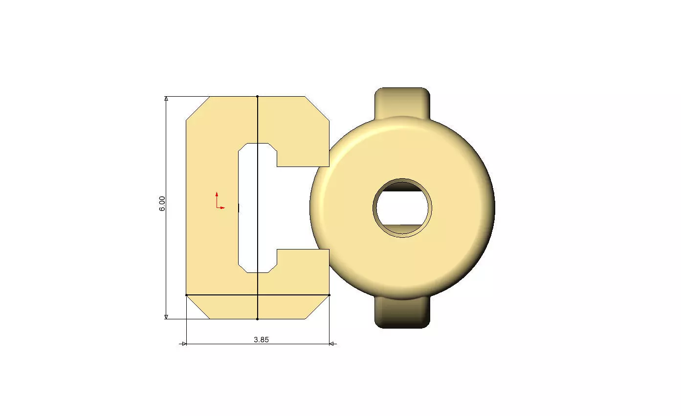 C letter varsity font stud earring 3D print model_5