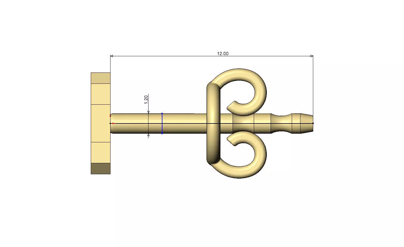 C letter varsity font stud earring 3D print model_8