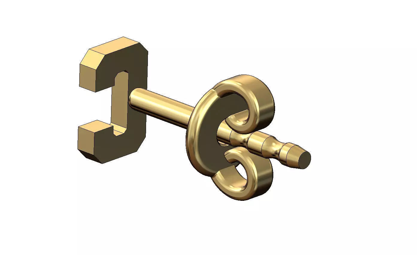 C letter varsity font stud earring 3D print model_3