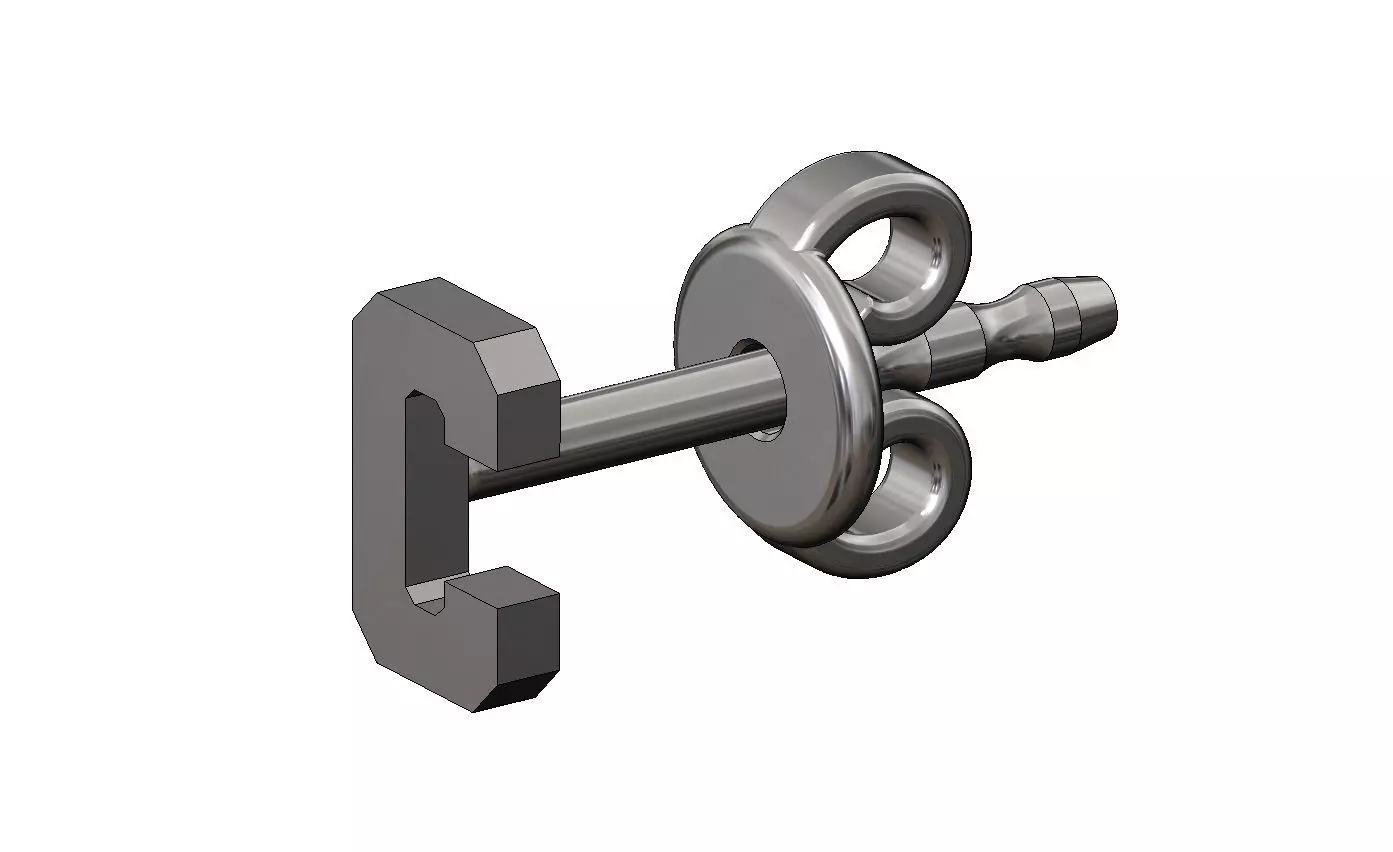 C letter varsity font stud earring 3D print model_12