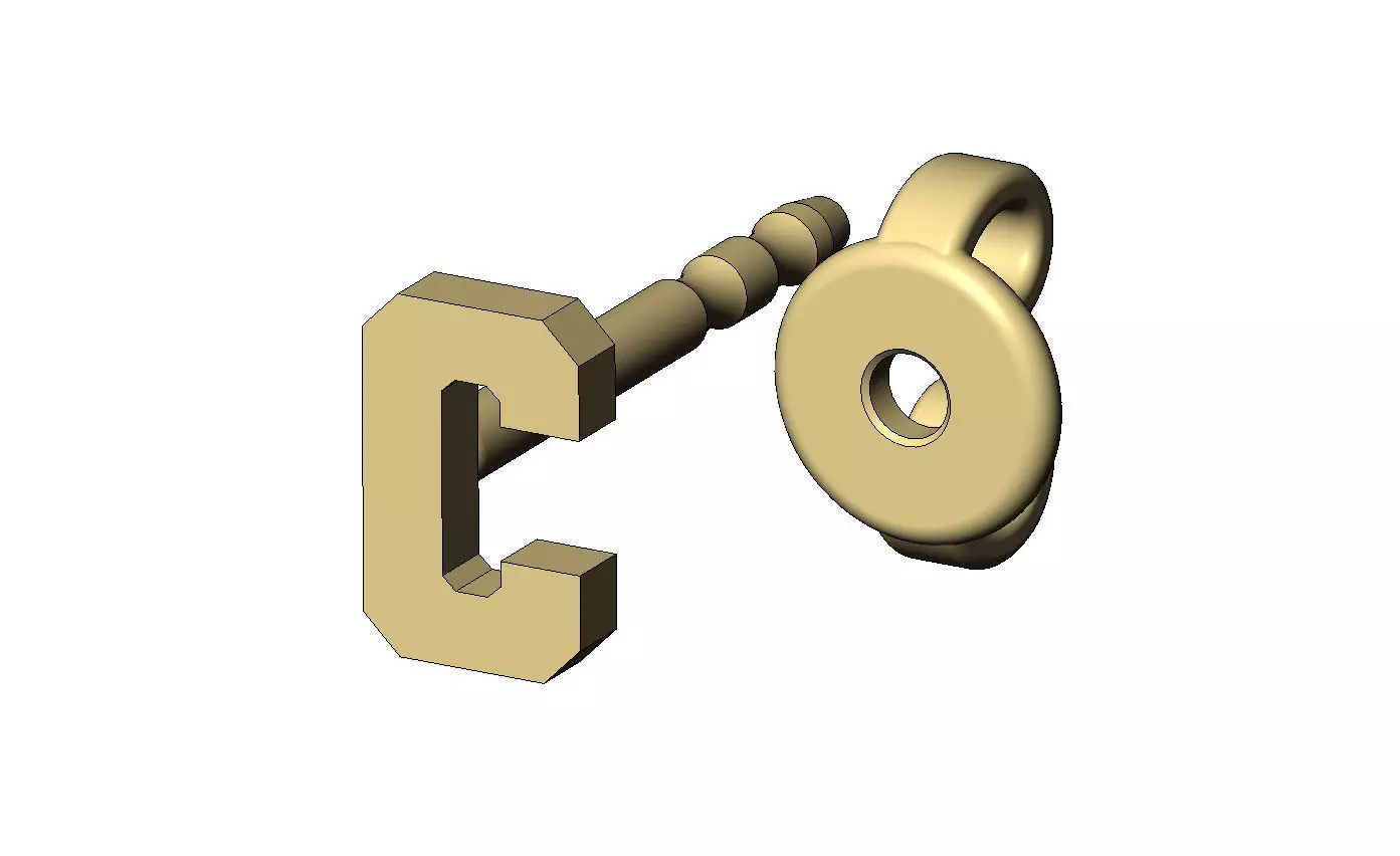 C letter varsity font stud earring 3D print model_4