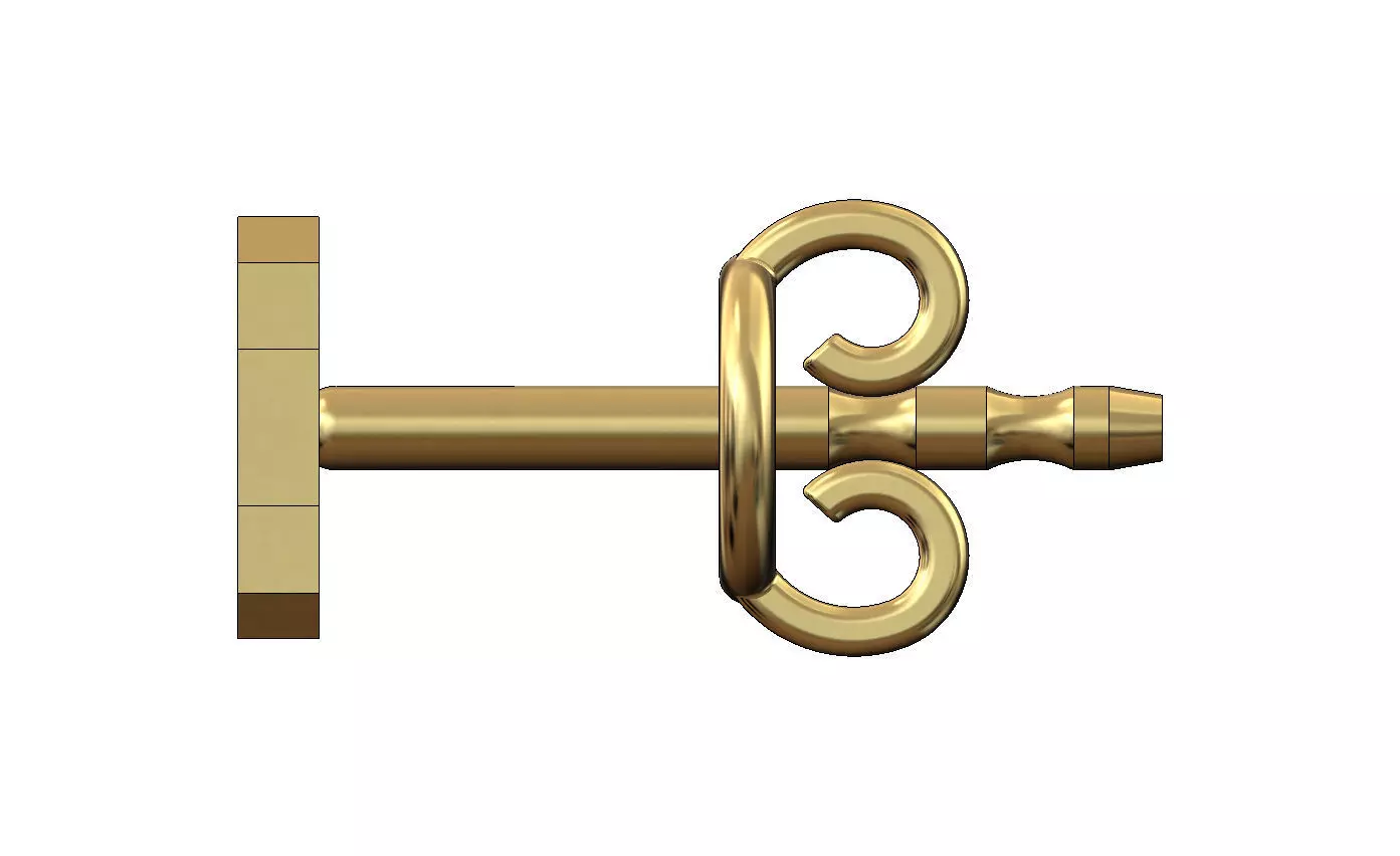 C letter varsity font stud earring 3D print model_2