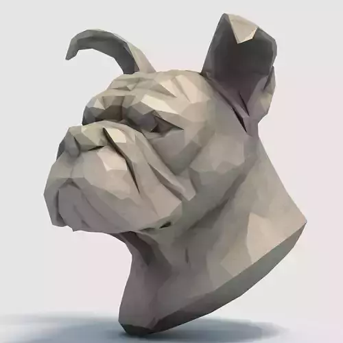 Bulldog Head Low Poly