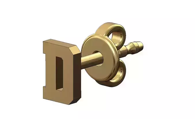 D letter varsity font stud earring 3D print model