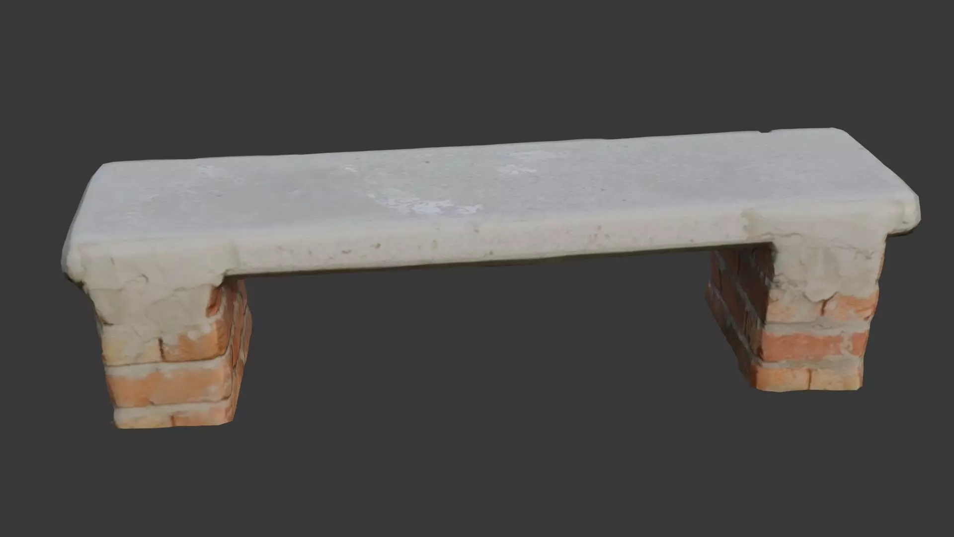 Concrete and Brick Bench Scan Low-poly 3D model_1