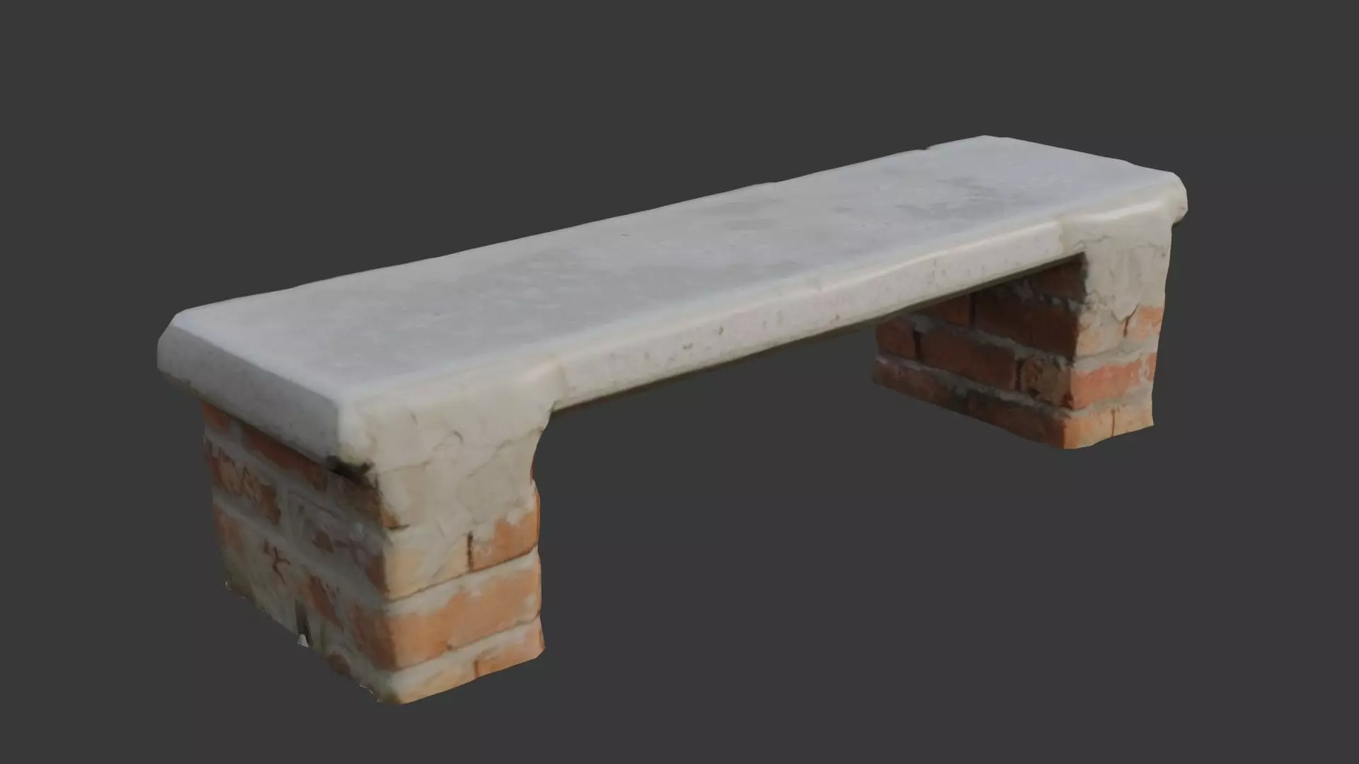 Concrete and Brick Bench Scan Low-poly 3D model_3