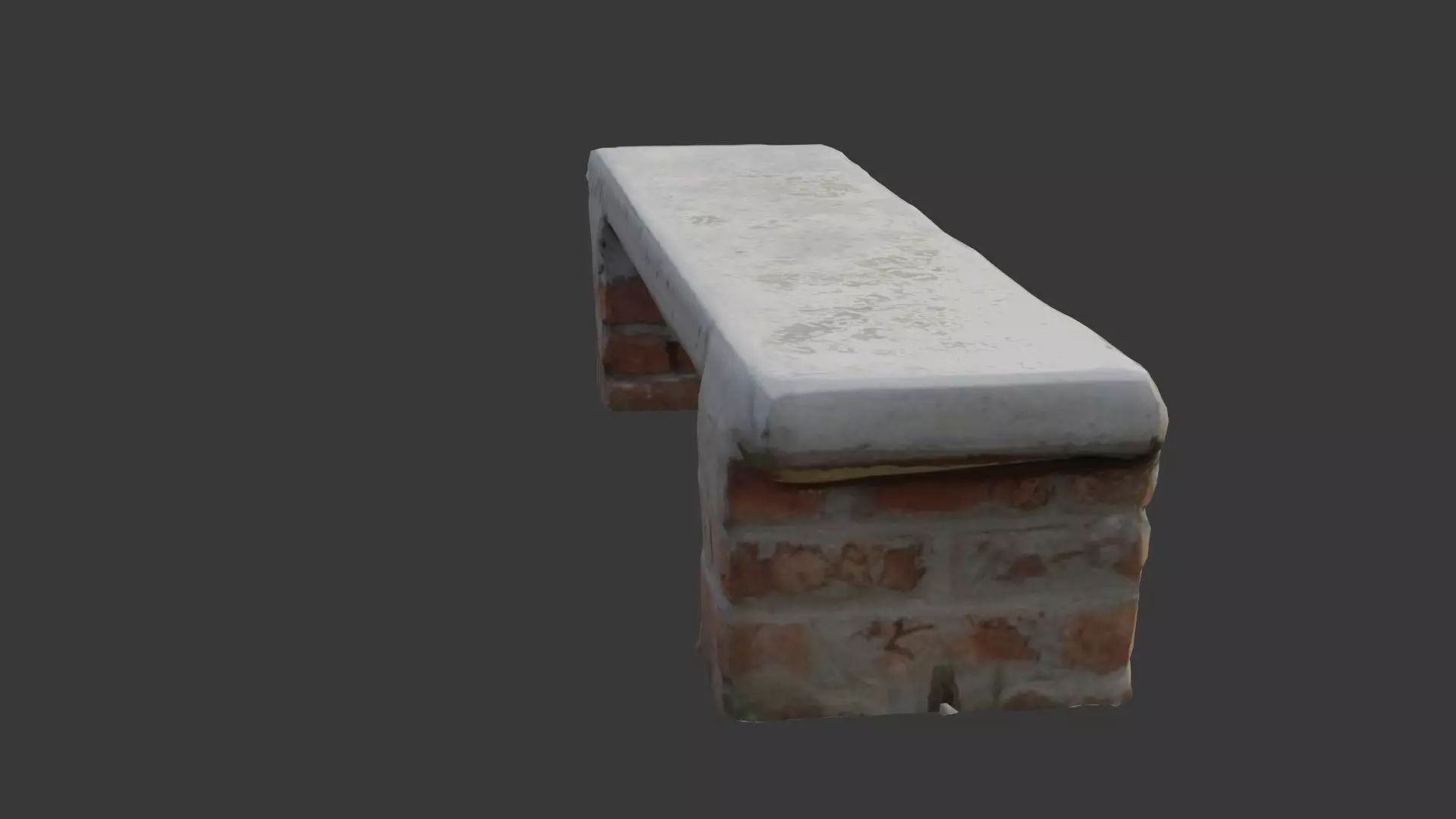 Concrete and Brick Bench Scan Low-poly 3D model_4