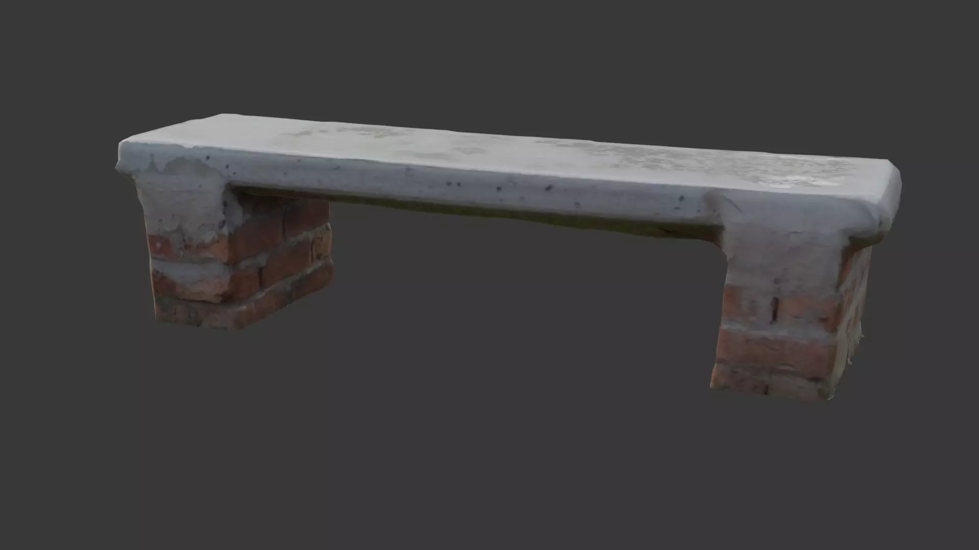 Concrete and Brick Bench Scan Low-poly 3D model_5