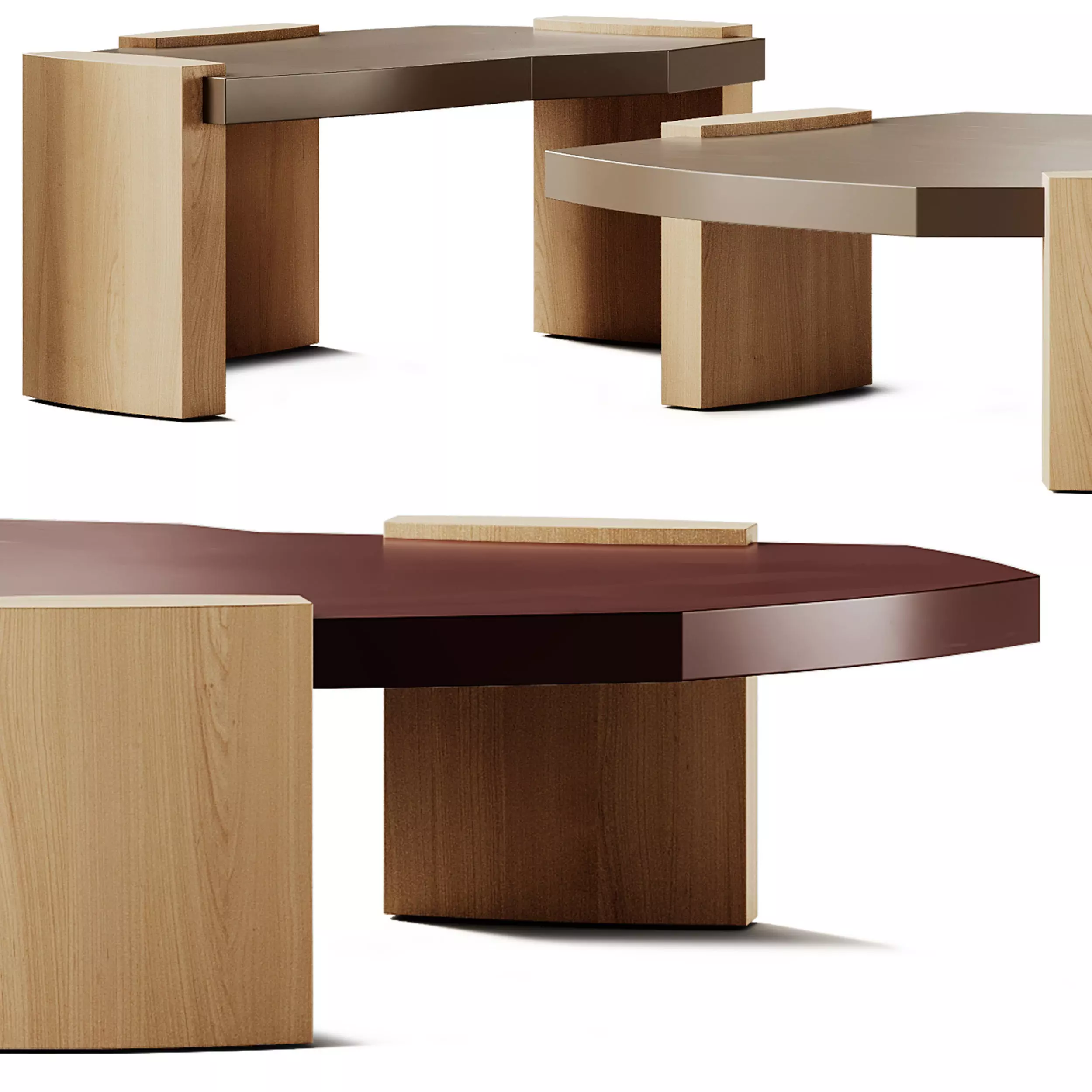 Secolo Kora Wooden Coffee Tables 3D model_5