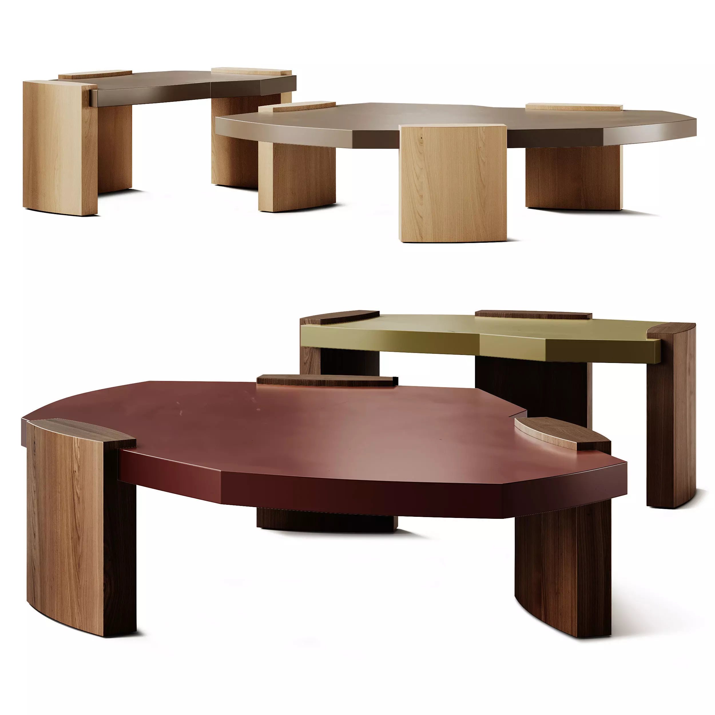 Secolo Kora Wooden Coffee Tables 3D model_0