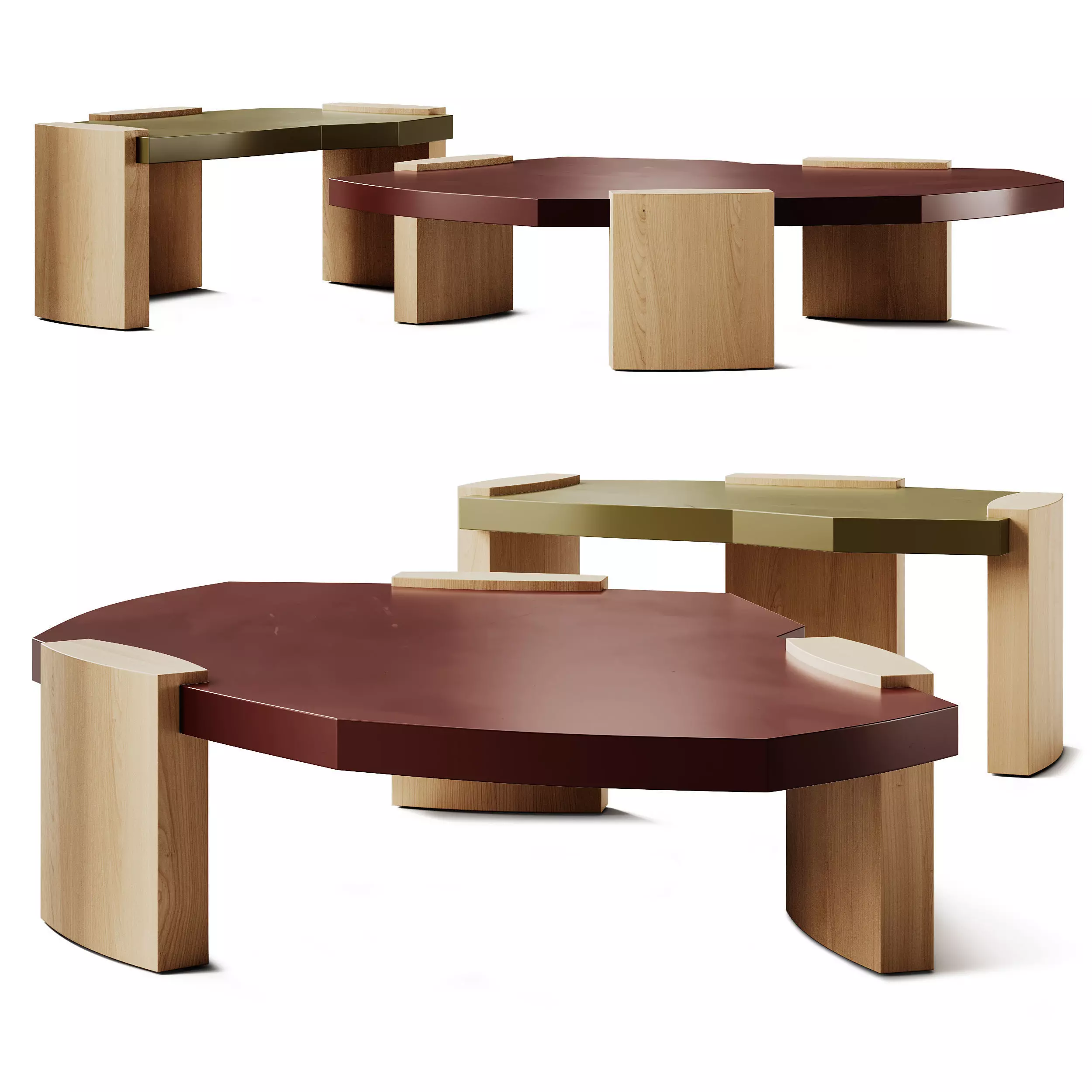 Secolo Kora Wooden Coffee Tables 3D model_3