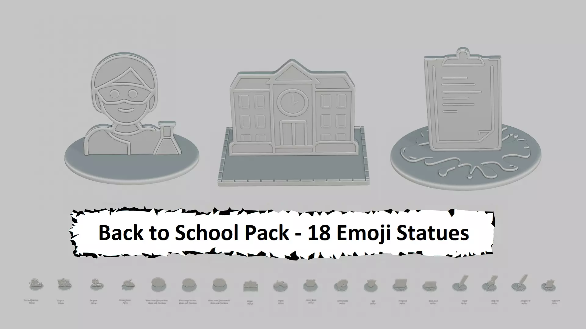 Back to School Pack Emoji Statues 3D print model