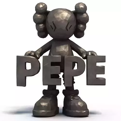 KAWS holding text PEPE Low Poly 3D print model