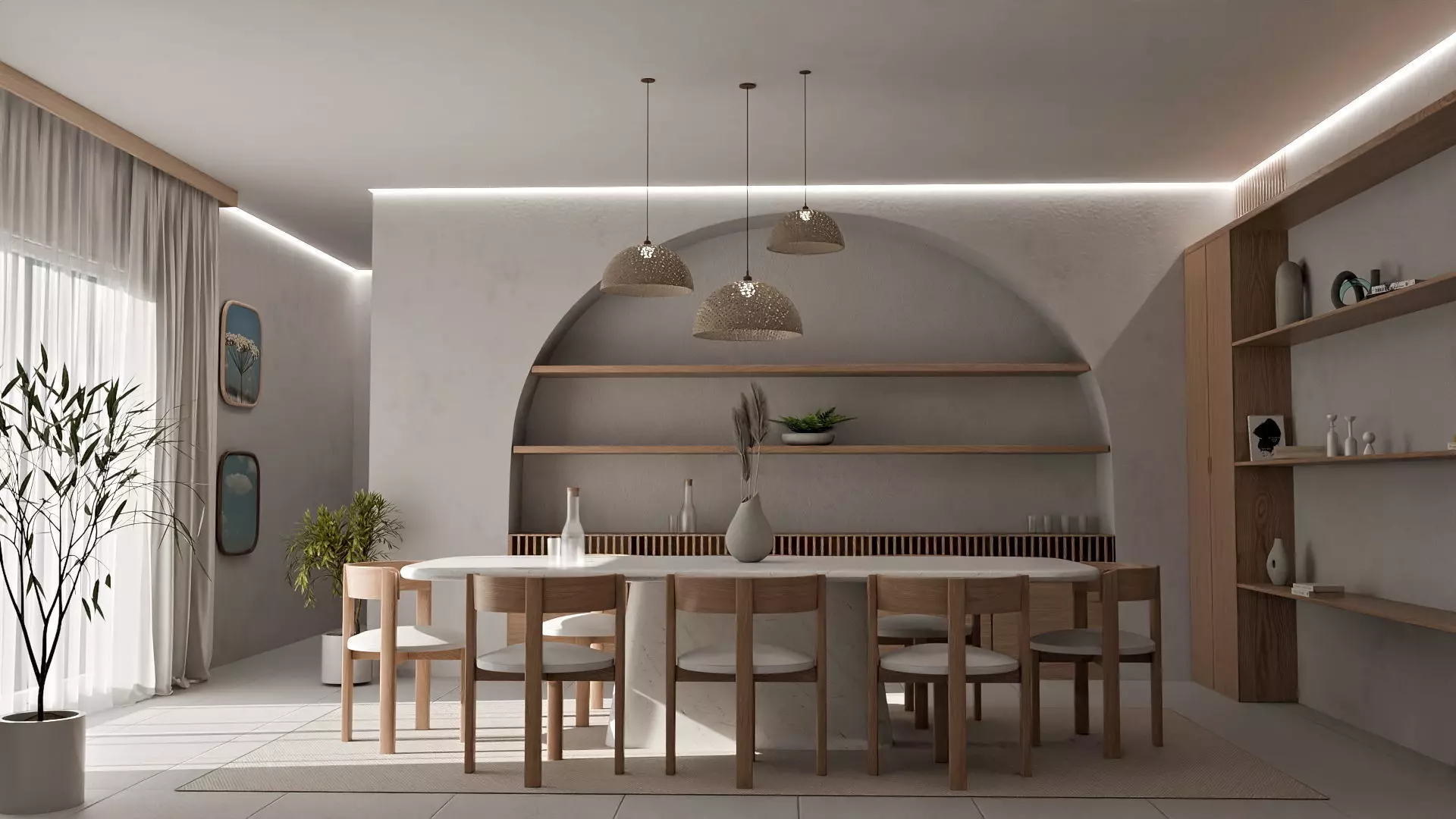 Kitchen and Dining 2 Interior Scene and Lighting 3D model