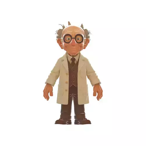 Cartoon Old Scientist Character 3D print model