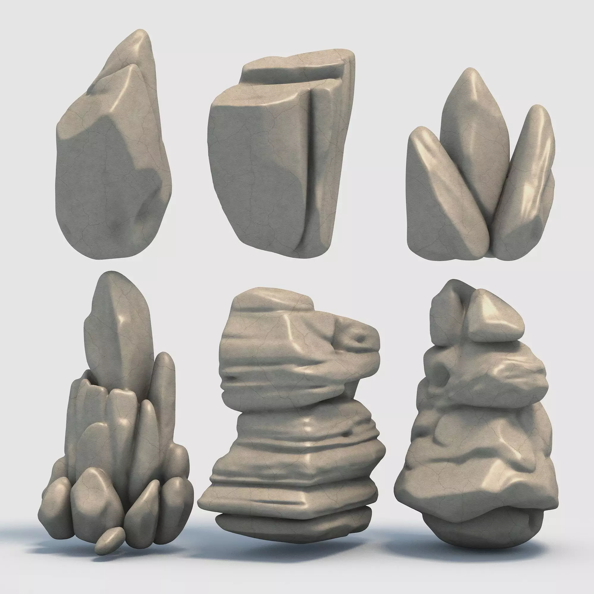 Rock Pack 6 Stone Models for Printing  3D print model_0