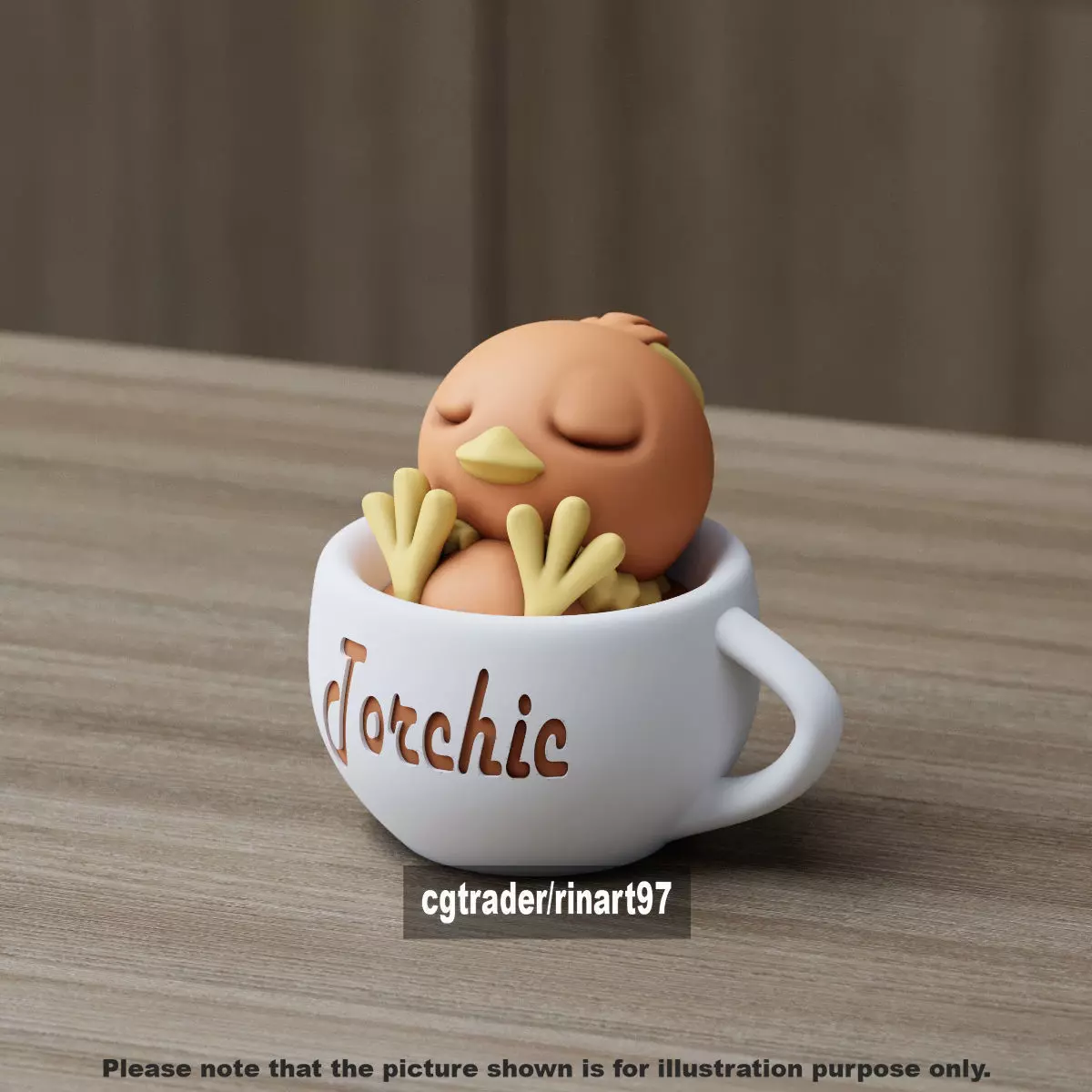 Torchic chill cup 3D print model_10