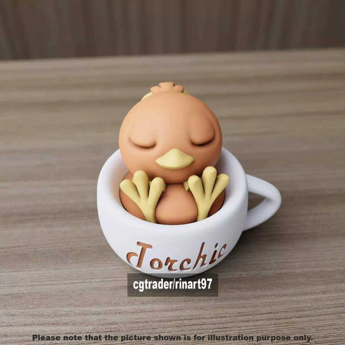 Torchic chill cup 3D print model_2