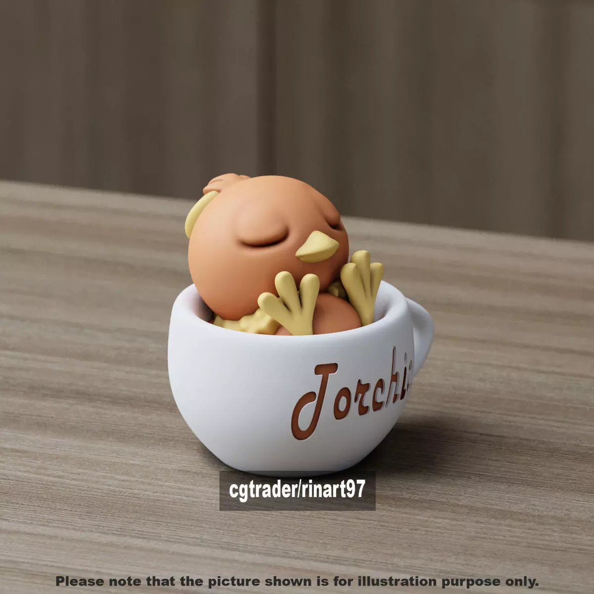 Torchic chill cup 3D print model_9