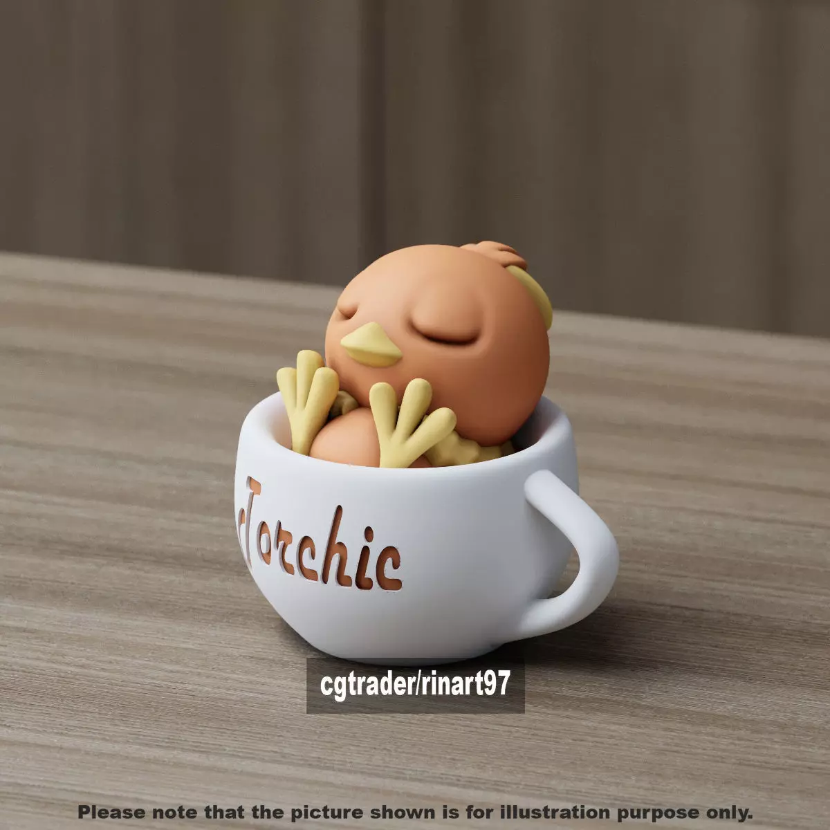 Torchic chill cup 3D print model_11