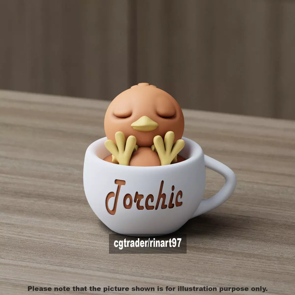 Torchic chill cup 3D print model_5